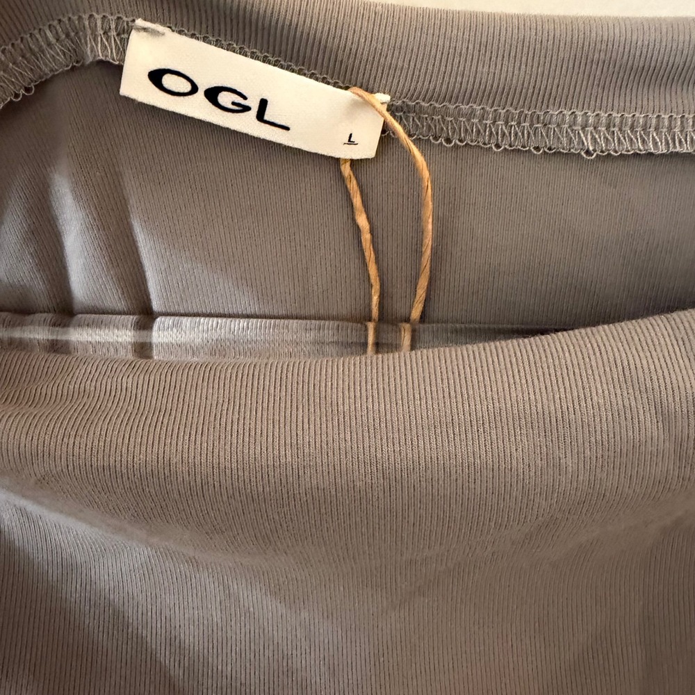 OGL Eco-SkinKiss Boatneck Flutter‎ Sleeve Side Tucked Long Tee gray large NWT - Picture 11 of 16